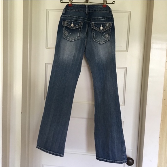 Girls size 12 adjustable boot cut jean w/jewels - Picture 2 of 6